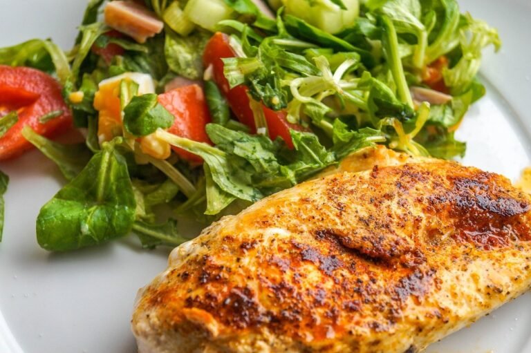 chicken breast filet, chicken, salad