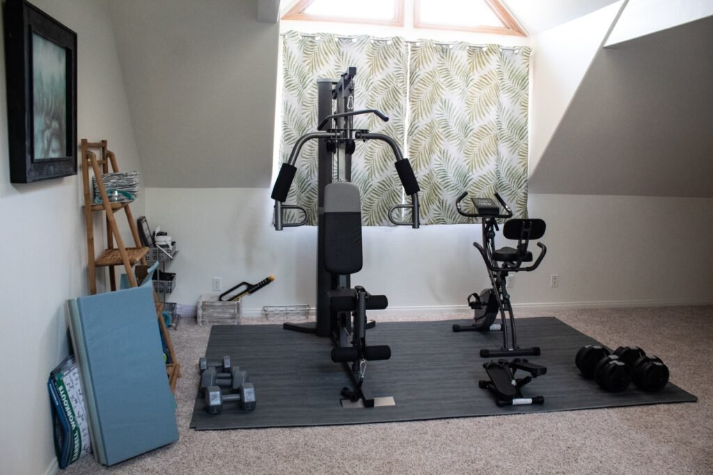 room in home converted to a gym